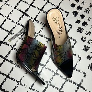 So Me Snake Print Clear Heeled Women’s Sandals - US Size 7 - EUC